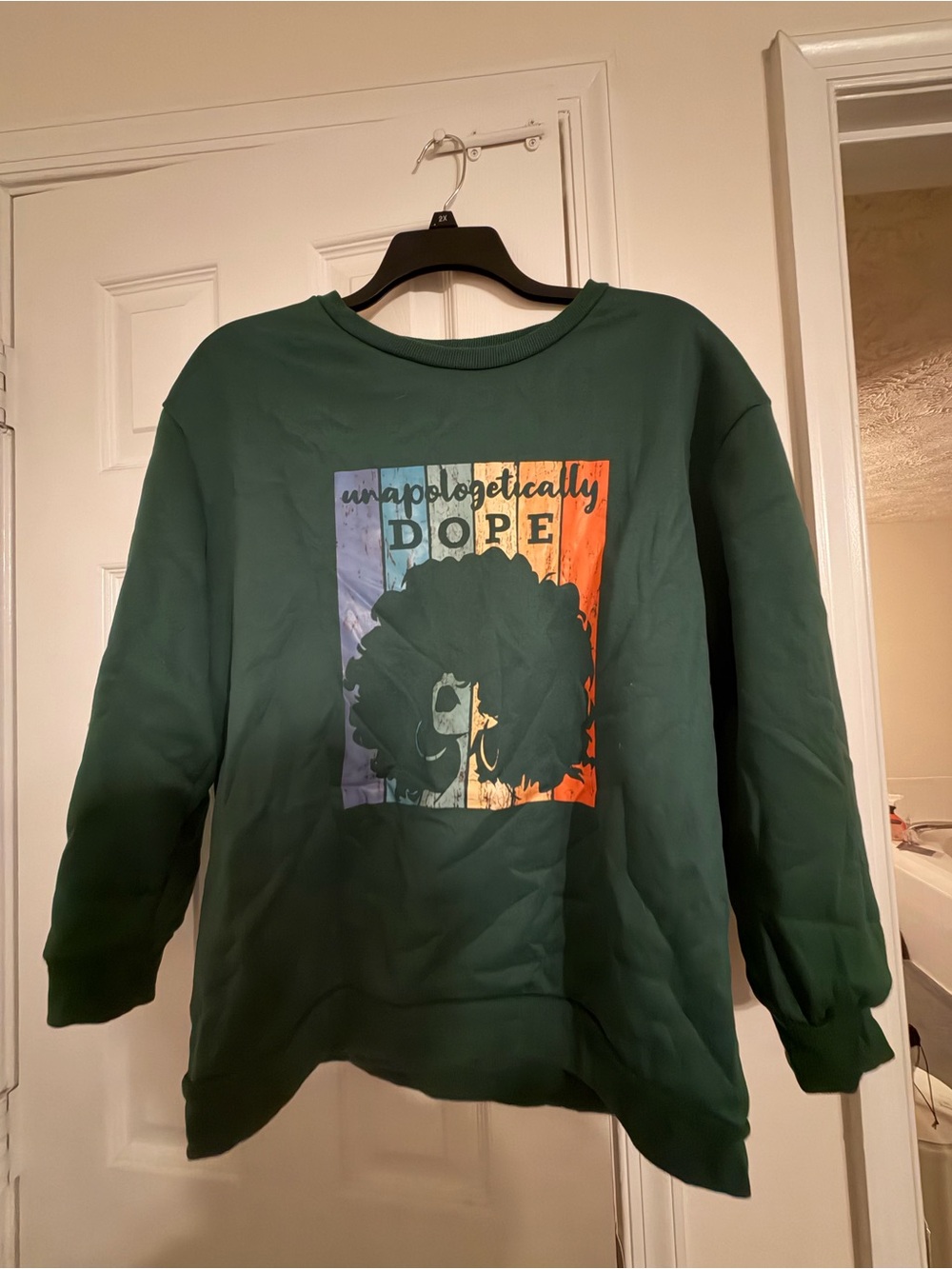 Forest Green Crewneck Sweatshirt with 'Unapologetically Dope' Graphic